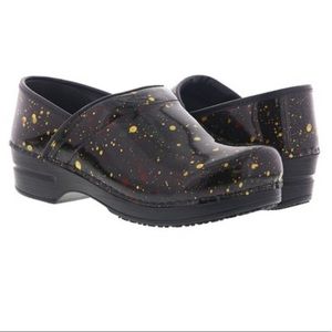 SANITA Black Speckle Smart Step Professional Patent Leather Clog Size38(6-6.5)